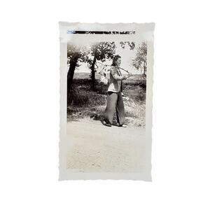 Vtg Lady Acting Like Shes Leaving Original Monochrome Photography Found Portrait